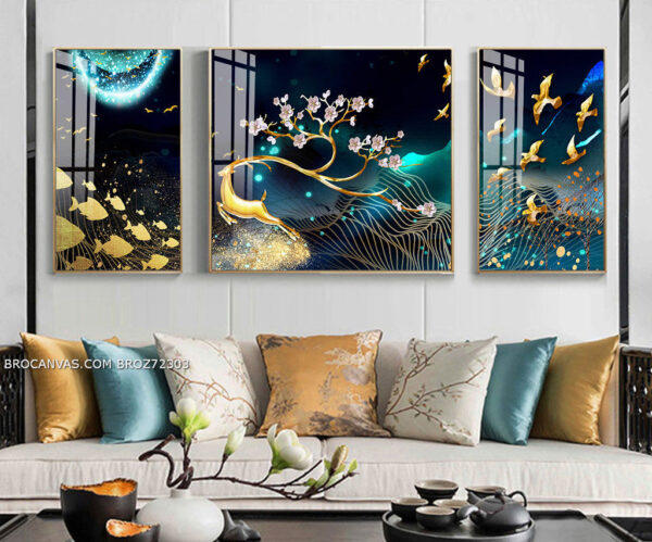 BROZ72303 Tranh Chú Hươu Nai Dưới Ánh Trăng