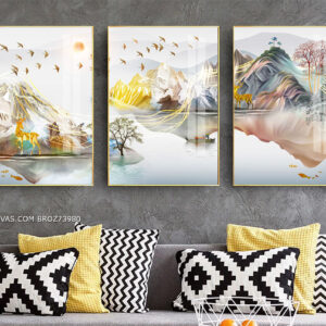 BROZ73980 Tranh Canvas Phong Cảnh Hữu Tình Mới Lạ Màu Sáng