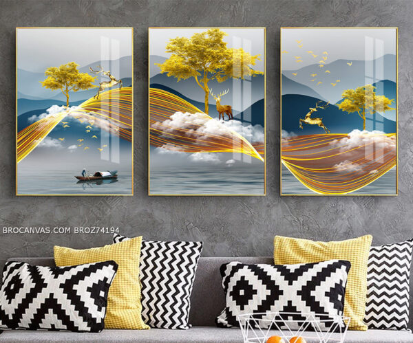 BROZ74194 Tranh Phong Cảnh Sơn Thủy Hiện Đại In Canvas