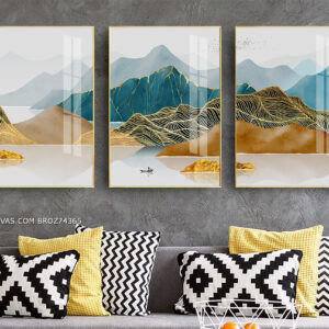 BROZ74365 Tranh Canvas Phong Cảnh Núi Và Non Sông Hữu Tình 3D