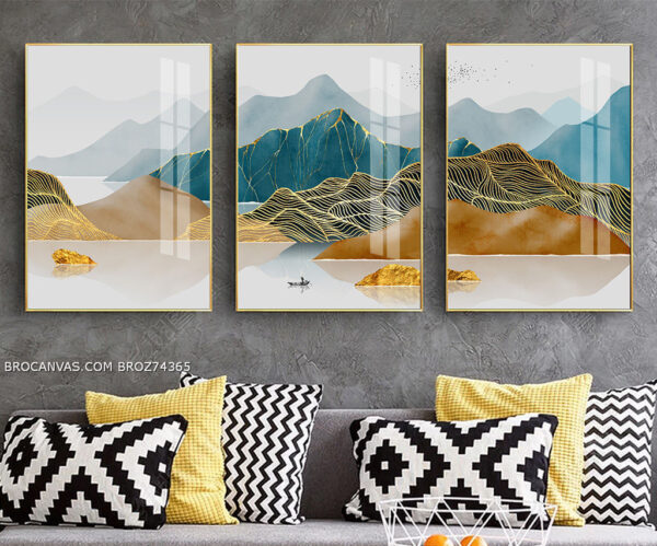 BROZ74365 Tranh Canvas Phong Cảnh Núi Và Non Sông Hữu Tình 3D