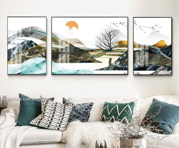 BROZ76095 Tranh Canvas Phong Cảnh Rừng Núi Đồ Họa