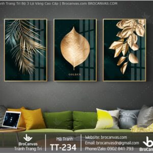 Tranh Trang Trí: “Bộ 3 Lá Vàng Cao Cấp” TT-234
