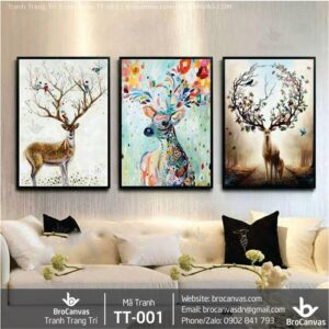 Tranh Phong Thủy Tài Lộc: “3 con Hươu” TT-001