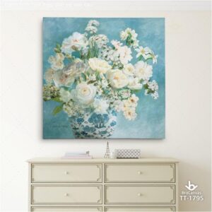 Tranh Bình Hoa Mẫu Đơn Vẽ Sơn Dầu TT-1795