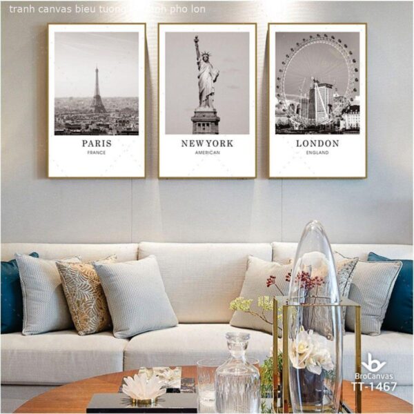 Tranh canvas biểu tượng thanh phố London – New York – Paris TT-1467
