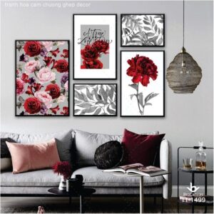 Tranh Hoa Cẩm Chướng Đỏ Ghép Decor TT-1499