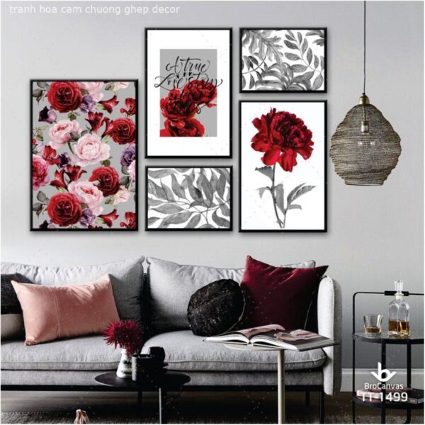 Tranh Hoa Cẩm Chướng Đỏ Ghép Decor TT-1499