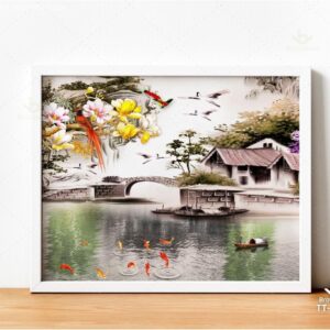 BROP4907 Tranh Làng Quê Sơn Dầu In Canvas