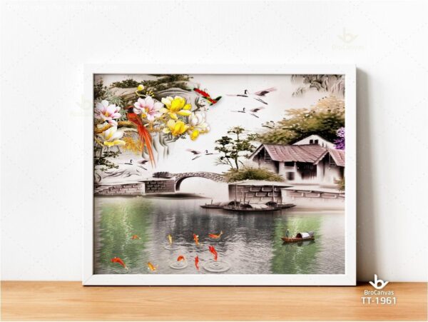 BROP4907 Tranh Làng Quê Sơn Dầu In Canvas