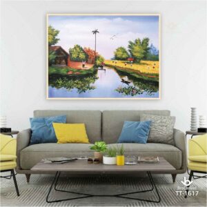 Tranh Phong Cảnh Làng Quê Đồng Ruộng Và Sông Nước TT-1617