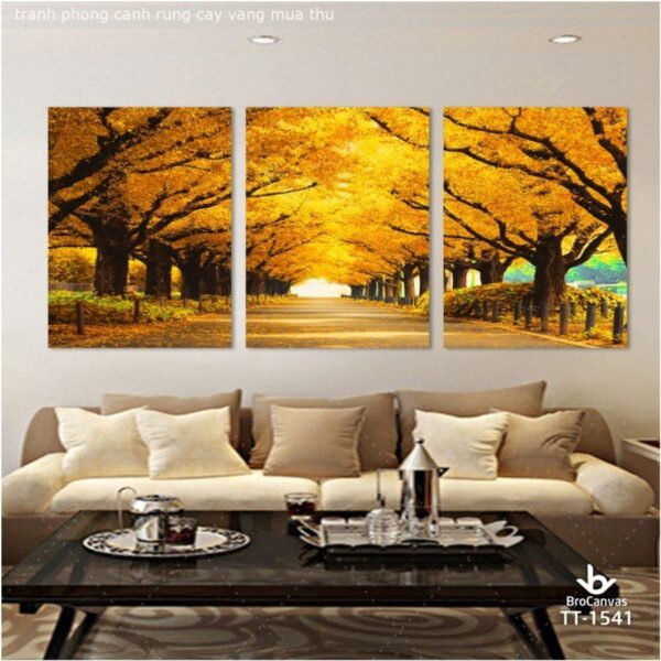 Tranh Phong Cảnh Mùa Thu Rừng Cây Lá Vàng BRO1541