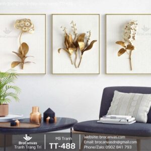 Tranh Trang Trí: “3 Tranh Cây Nhũ Vàng 3D” TT-488