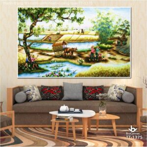 Tranh trang trí: “Cảnh sinh hoạt hằng ngày ở làng quê” TT-1375