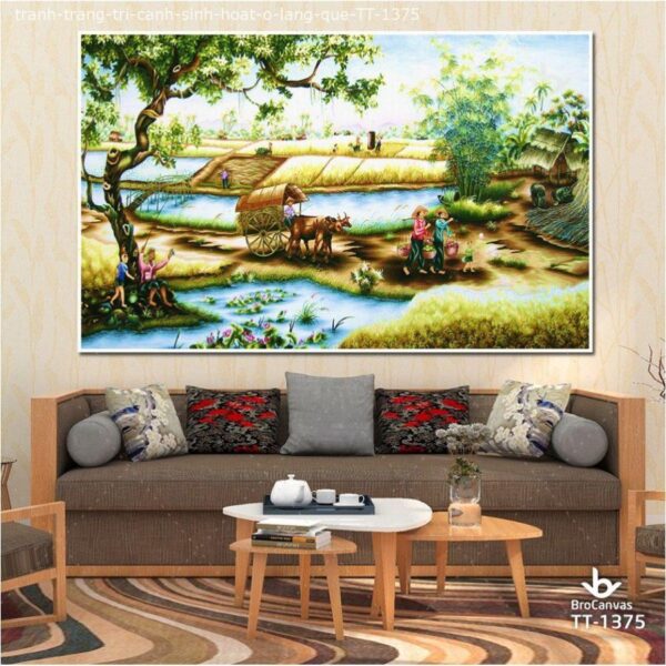 Tranh trang trí: “Cảnh sinh hoạt hằng ngày ở làng quê” TT-1375