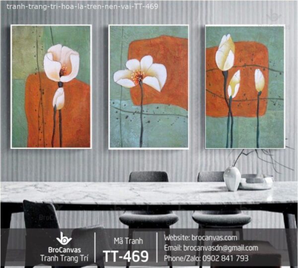Tranh Trang Trí: “Hoa Lá Sơn Dầu Trên Nền Vải” TT-469