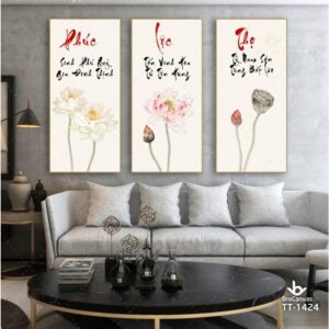 Tranh treo tường Phúc Lộc Thọ và Hoa Sen TT-1424