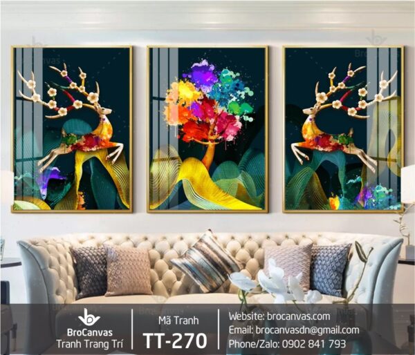 TT-270 Tranh Treo Tường Những Chú Hươu Đa Sắc Nghệ Thuật