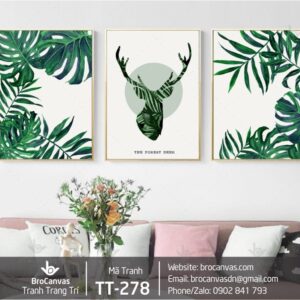 TT-278 Tranh Nghệ Thuật Chú Hươu Xanh; Lá Cây
