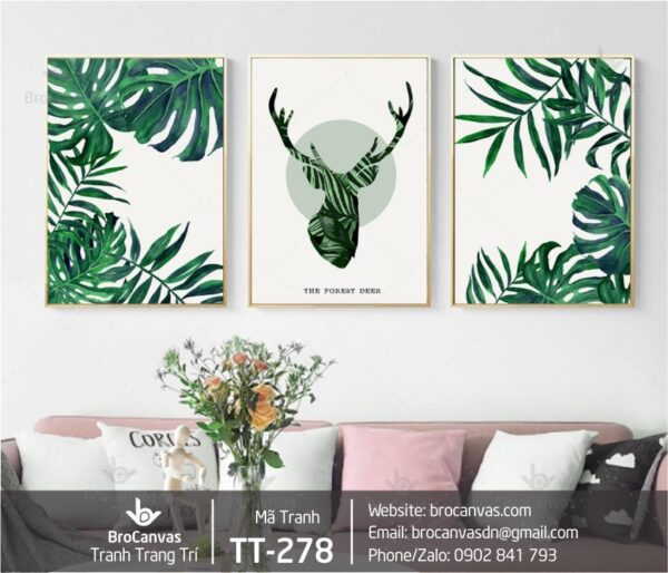 TT-278 Tranh Nghệ Thuật Chú Hươu Xanh; Lá Cây