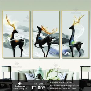 Tranh Trang Trí: “Bộ 3 Hươu Nai Cao Cấp” TT-003