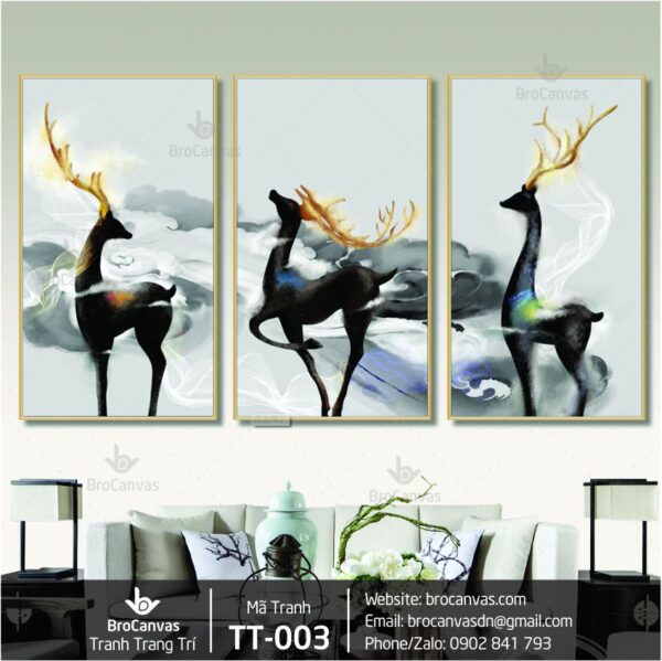 Tranh Trang Trí: “Bộ 3 Hươu Nai Cao Cấp” TT-003