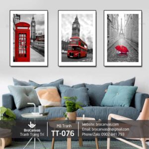 Tranh Trang Trí: “Bộ 3 Thành Phố Đỏ Đen” TT-076