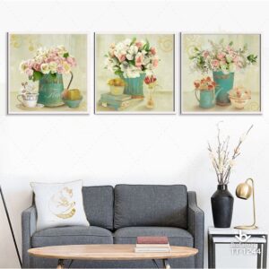 Tranh Treo Tường: “3 Bức Hoa Nhiều Màu Sơn Dầu” TT-1244