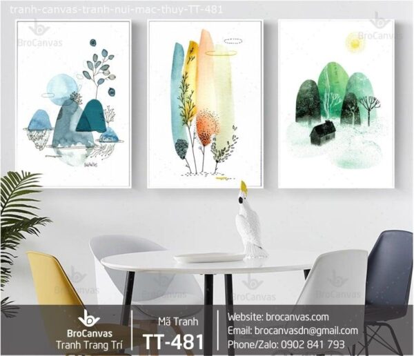 Tranh Canvas: “Bộ 3 Tranh Núi Mặc Thủy” TT-481