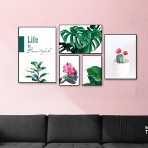 Tranh Canvas: “Bộ 5 Bức Decor Lá Cây Nhiệt Đới” TT-873