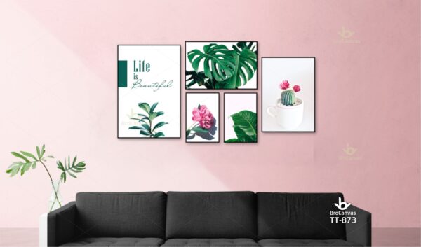 Tranh Canvas: “Bộ 5 Bức Decor Lá Cây Nhiệt Đới” TT-873